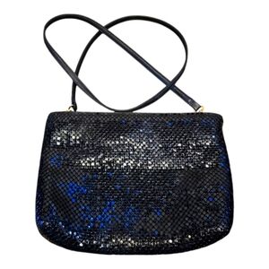 Whiting & Davis Vintage Black Mesh Metal Clutch Shoulder Bag